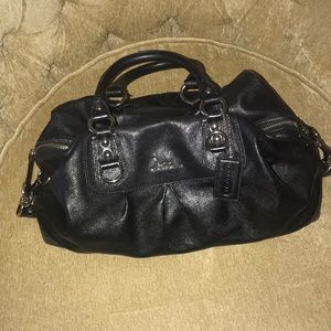 Black Med Coach Bag with detachable shoulder strap